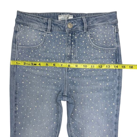 GUESS Big Girls Denim Flare with All-Over Heat Seal Pearls Pants Size 12 - Picture 5 of 8
